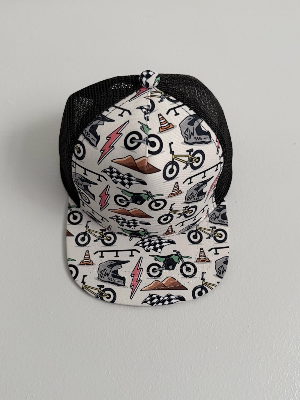 Strictly Wild Baby Trucker Hat 3-12M Snapback Toddler Cap Bike Print